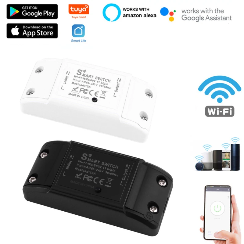

Умный выключатель Tuya с Wi-Fi и таймером, Беспроводной Выключатель с голосовым управлением, автоматизация умного дома, совместим с Alexa Google Home, 10 ...