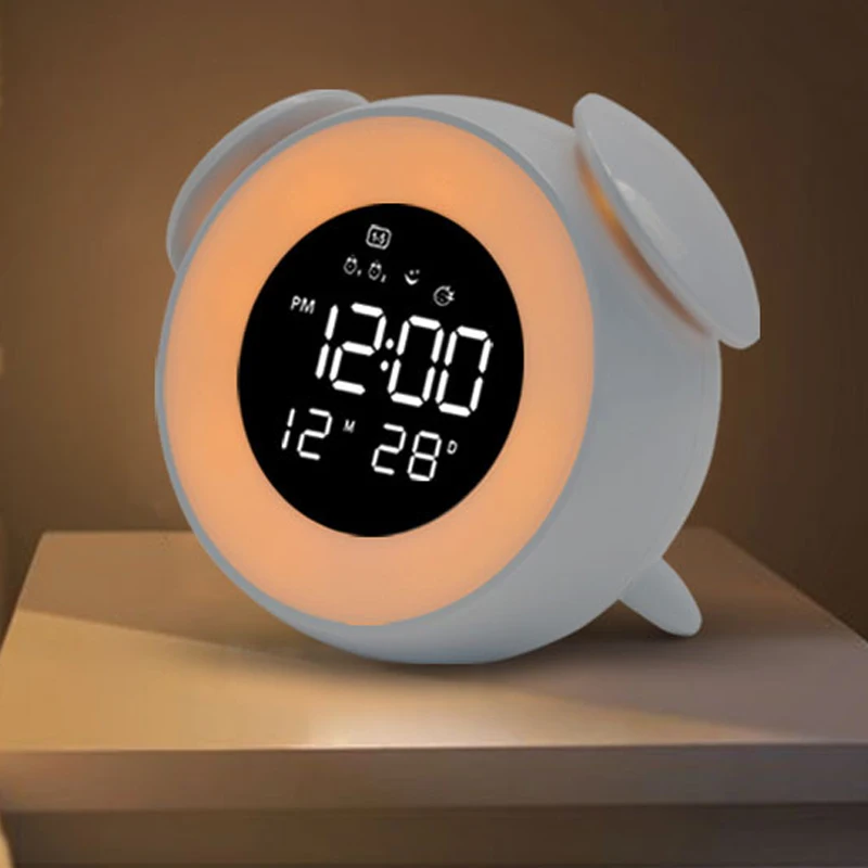 

Часы-Будильник рабочие, 12/24 часов, цветные Мультяшные настольные часы с автоматическим изменением яркости