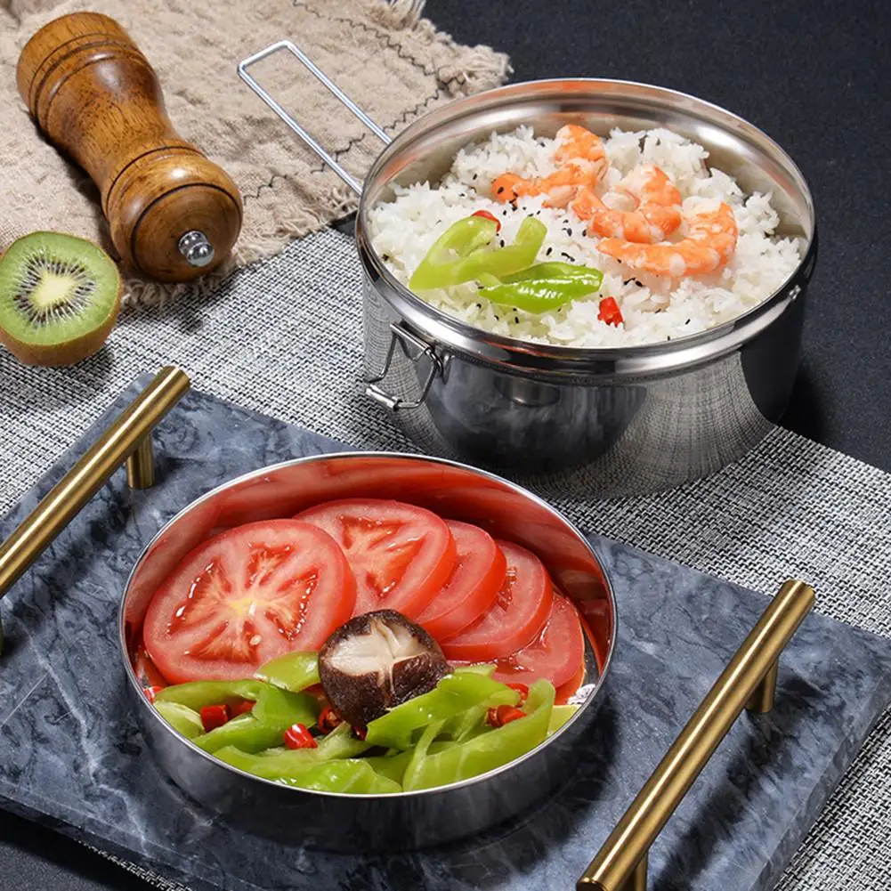 Многоцелевой 304 Ланч-бокс из нержавеющей стали двухслойная Изолированная миска