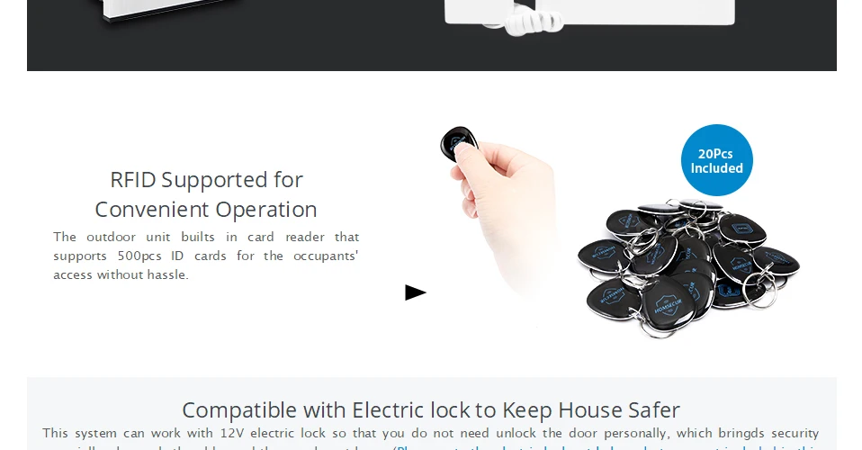HOMSECUR 4 провода 4," мульти Квартира видео домофон комплект RFID Разблокировка+ немой монитор для дома/плоский 530C/XC011-4