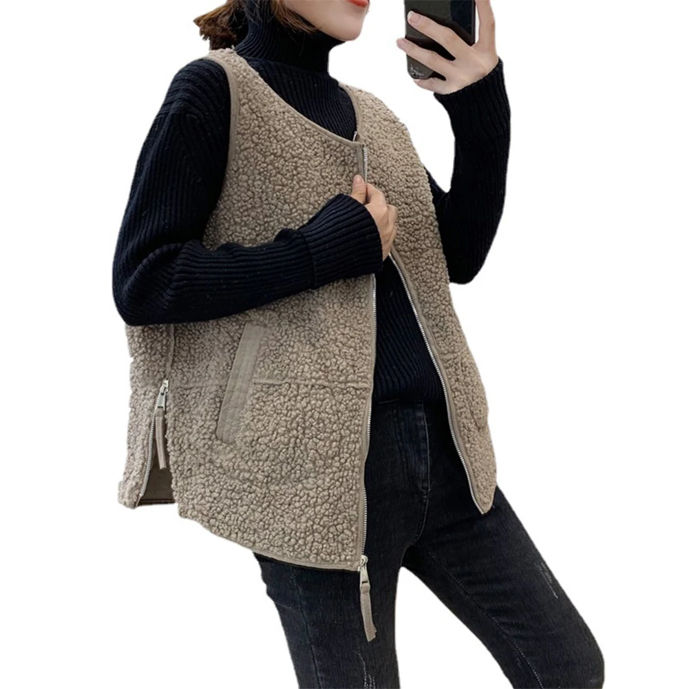 

Imitation Lamb Plush Vest Jacket Women Autumn And Winter All-match Waistcoat Outer Wear Vest Fleece Large Size Cold Jacket