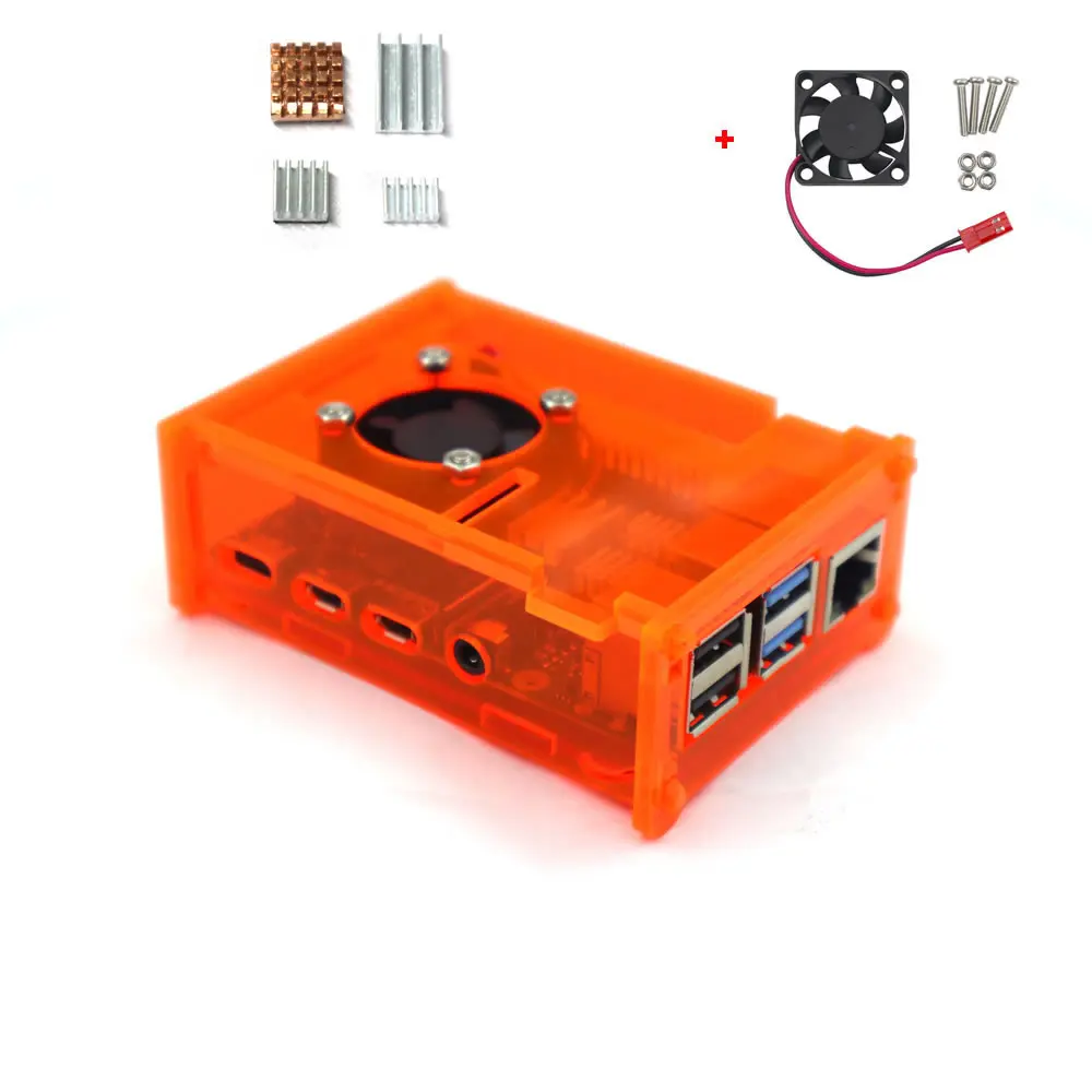 Raspberry Pi 4 оранжевой акриловой деталью чехол Корпус коробка с охлаждающим