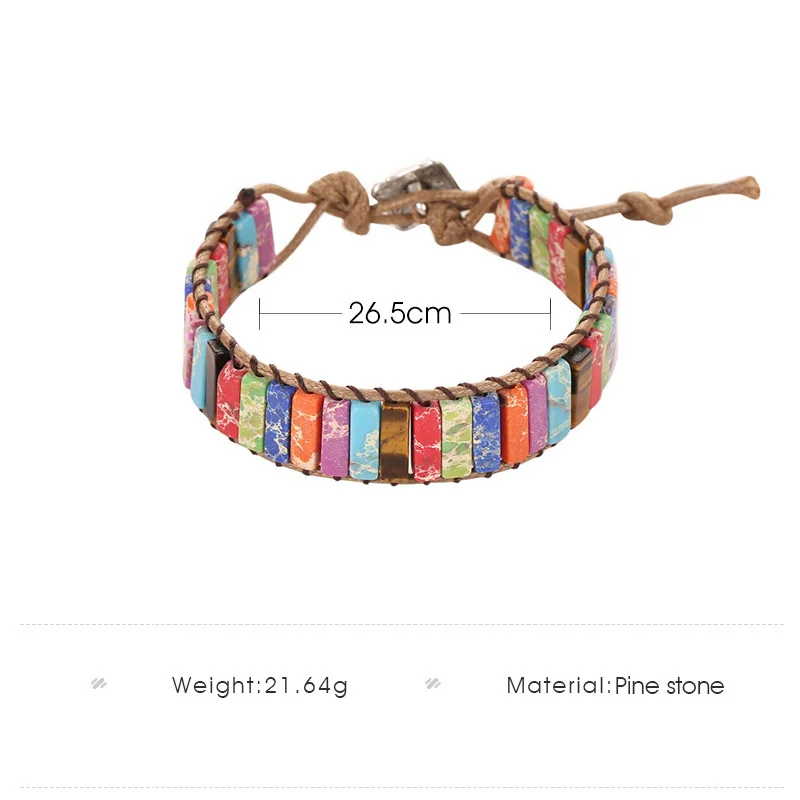 Цветной этнический плетеный браслет из натурального камня для женщин женский