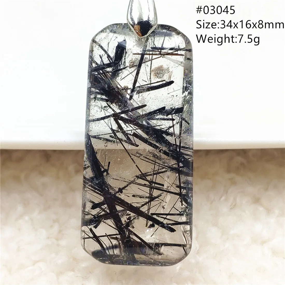 Натуральный черный Рутиловый Кварц прямоугольник подвеска в виде капли воды