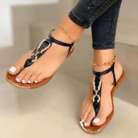 2021 summer women sandals fashion metal decoration flat bottom female clip toe shoes outdoor beach ladies flip flops sandals