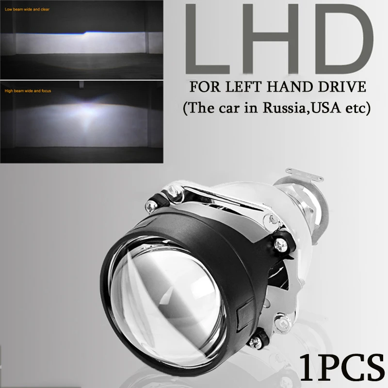 1x Left Hand Driver DERI 2,5 дюймов HID Bi-xenon LHD дальний и ближний свет мини H1 объектив проектора фары линзы H4 H7 автомобильные фары модифицированный стиль - Color: 1x Left Hand Driver