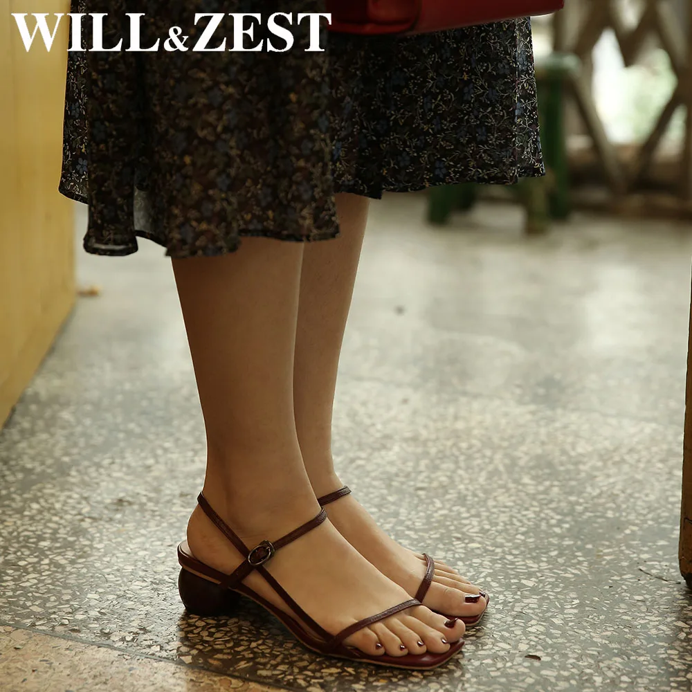 Женские босоножки на шнуровке Will &amp Zest бордовые высоком массивном каблуке с