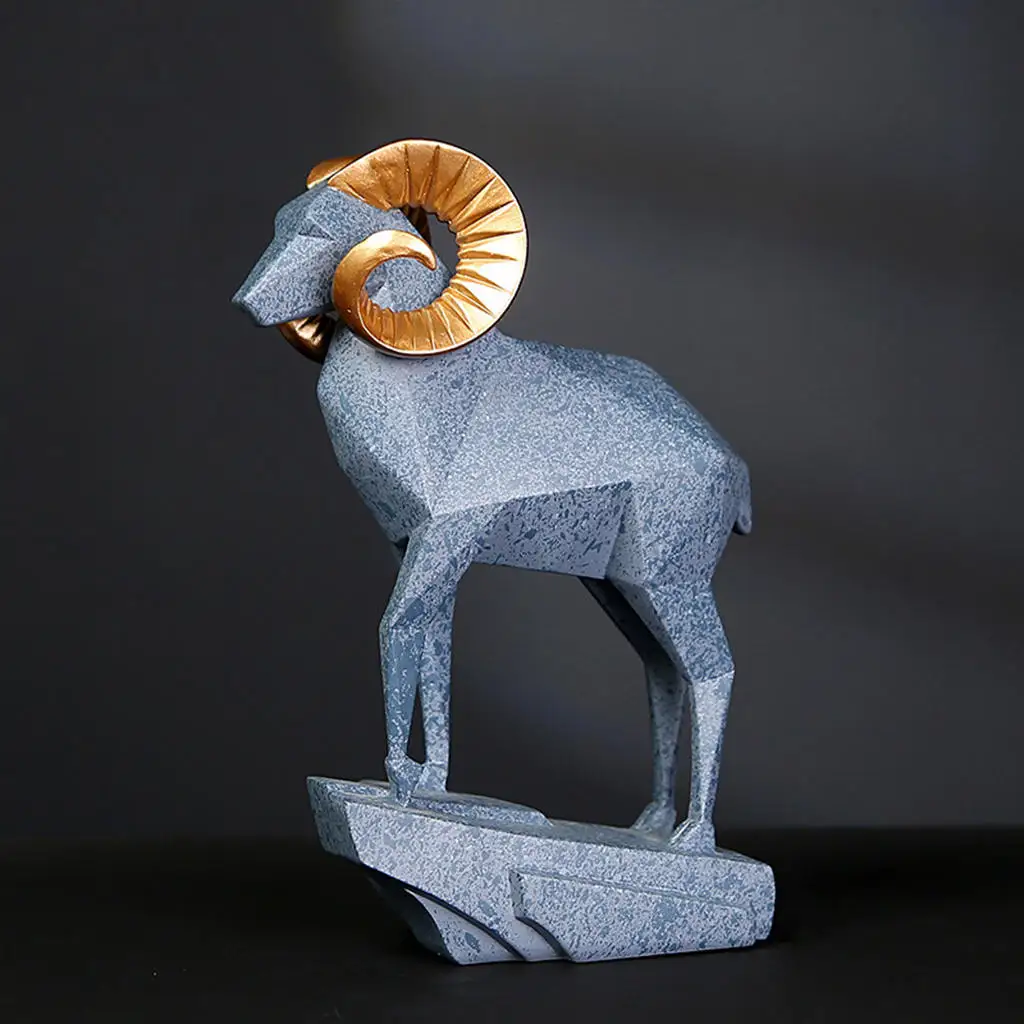 Lamb Antelope Decor Statue for Home Office Bookshelf TV Stand Decoration Resin Geometry Animal Sculpture Tabletop Crafts | Дом и сад