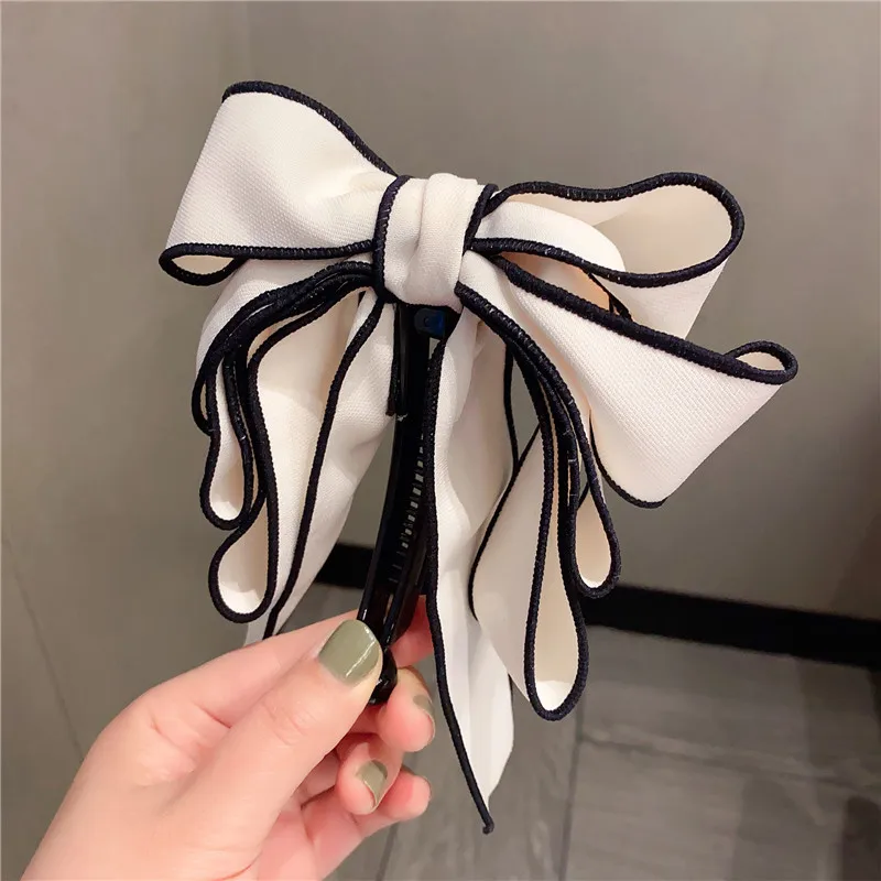 

2021 New Simplicity College Style Sweet Big Bow Banana Clip Vertical Clip Ponytail Hair Clip for Women Fashion Hair Accessories