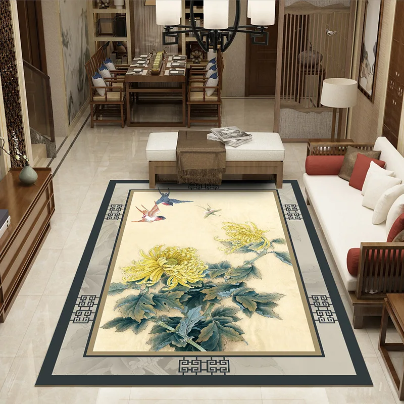 

Ковер в китайском стиле с цветами и птицами, домашний декоративный ковер для гостиной, спальни, дивана, журнального столика, напольный коври...
