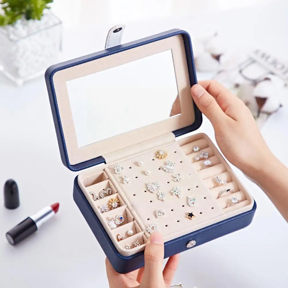 

Portable Jewelry Box Princess European-style Earrings Ear Gift Women Organizer Storage Double-layer Studs Box Ring Necklace L7w7