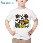 Футболка с принтом суши для мальчиков и девочек, детская забавная футболка с героями мультфильмов, детские летние белые топы с коротким рукавом