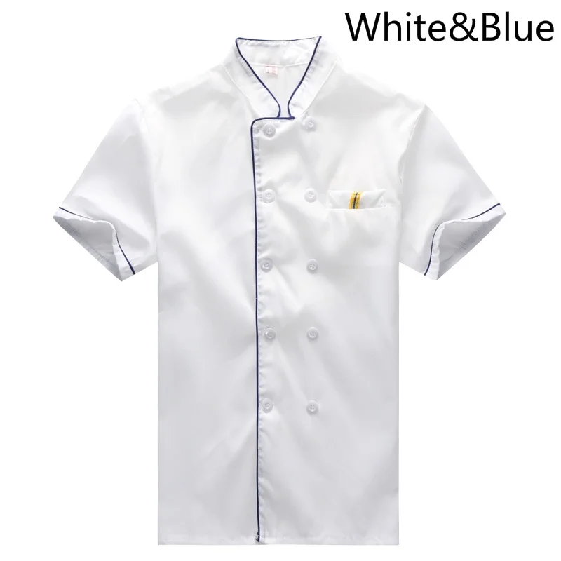 Short Sleeve Шеф-повара Ресторан униформа повара пальто с длинным рукавом пуговицы куртка для мужчин женщин бариста Бейкер рубашки официанта Рабочая одежда - Цвет: Short Sleeve