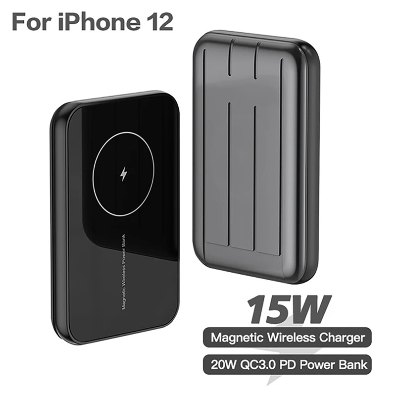 

CASEIER 15W Wireless Charger 5000mAh Power Bank For iPhone 12 Pro MAX Mini Fast Charging External Battery Portable Powerbank