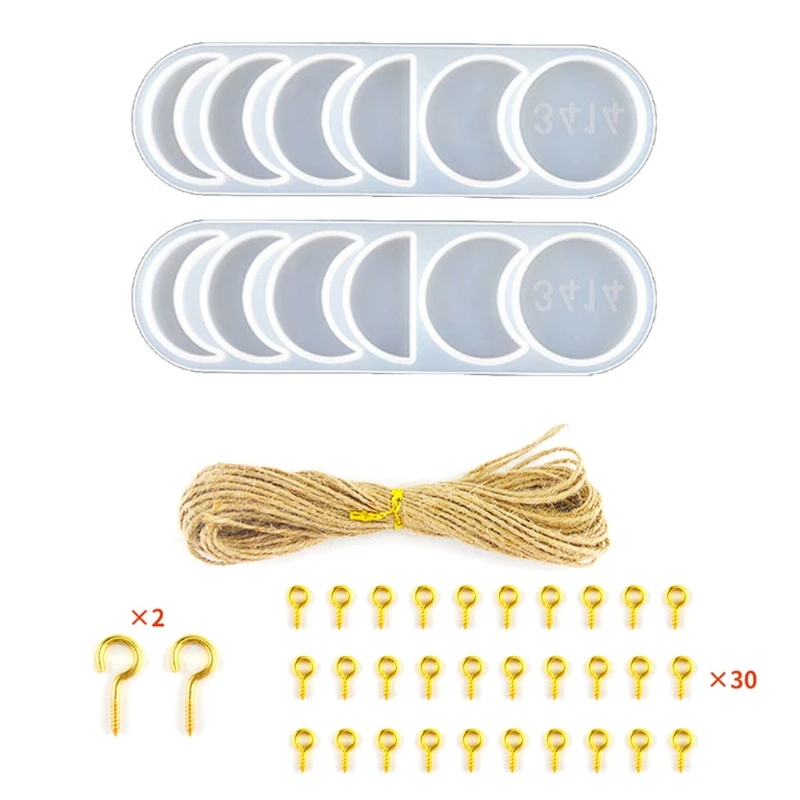 

2 Sets Moon Phase Silicone Epoxy Resin Molds Moon Crescents Resin Molds Crafts X4YA