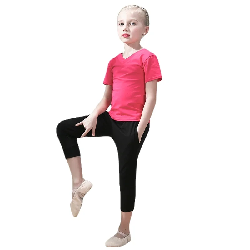 

Children's Dance Suit Short Sleeves Girl's Exercise Suit Boy's Dance Suit Dance Dress Trousers Latin Dance Dancing Clothes