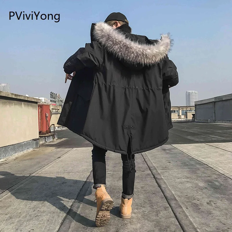 PViviYong 2019 зимняя мужская куртка модное мужское пальто с капюшоном мужские куртки