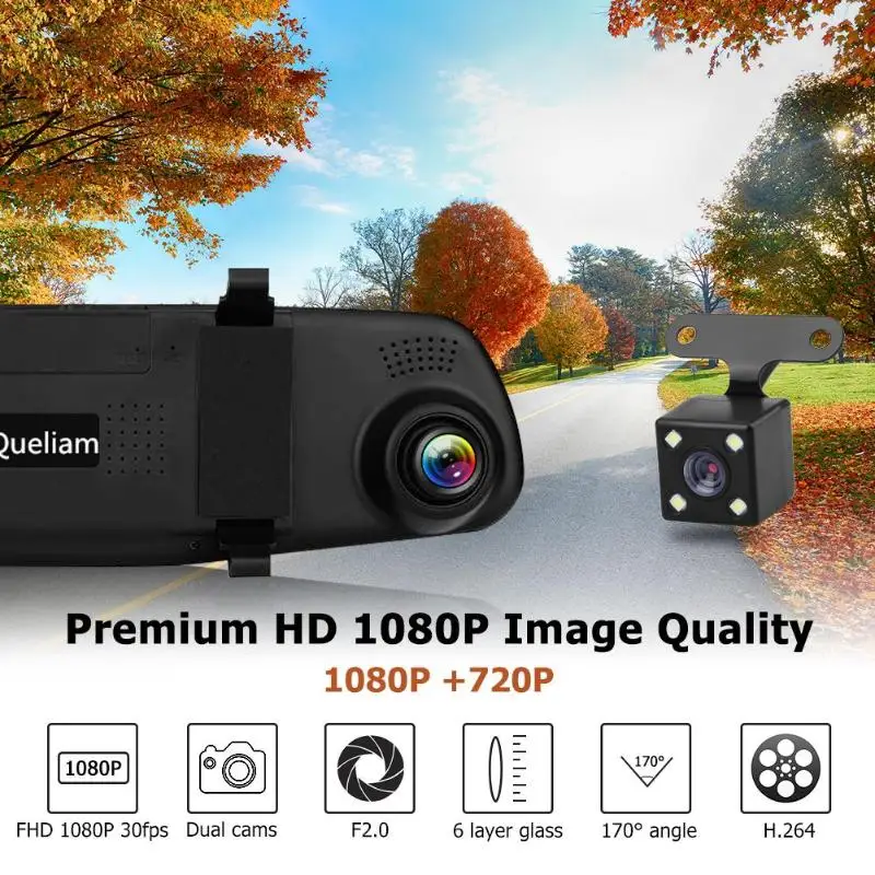 4 3 дюймов Автомобильный видеорегистратор камера зеркало заднего вида Full HD 1080P