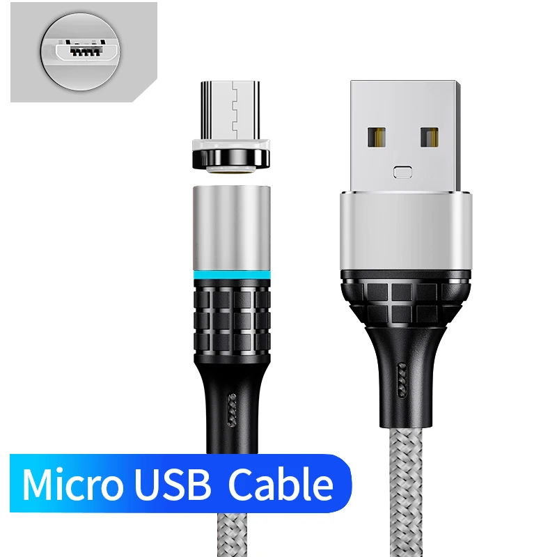 For Micro Sliver Udyr Магнитный кабель Micro usb type C зарядный кабель для samsung iPhone 7 6 зарядное устройство быстрый Магнитный кабель USB C Шнур адаптер для проводов - Цвет: For Micro Sliver