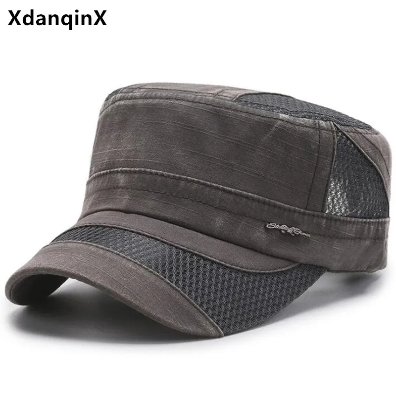 

Кепка XdanqinX мужская с дышащей сеткой, хлопковая Снэпбэк Кепка в стиле милитари, регулируемый размер, повседневная спортивная шапка, летняя