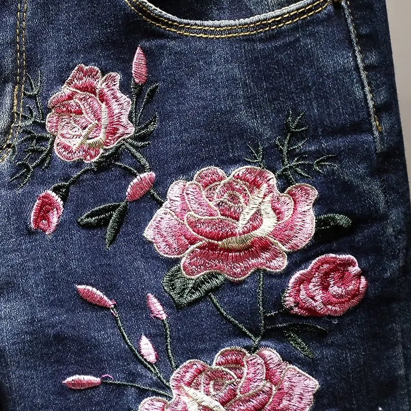 

2020 Ripped Jeans for woman women's jeans with embroidery Skinny pencil Pants Oversize Denim High Waist Full-Length Trousers