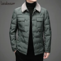 top grade new brand casual fashion 2021 down coats men windbreaker with fur collar winter parka jacket designer mens clothing