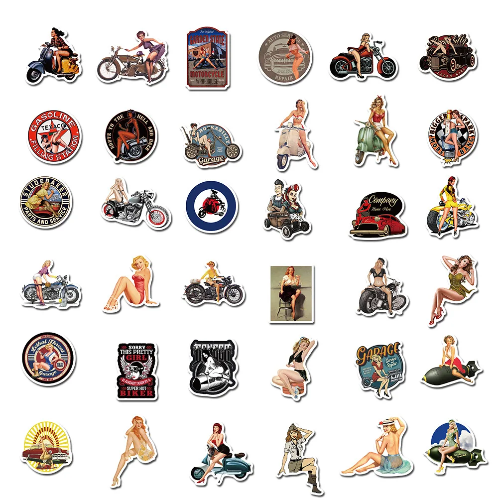 1050100pcs classic retro girl stickers motorcycle laptop guitar luggage waterproof graffiti sticker decal kid classic toys free global shipping