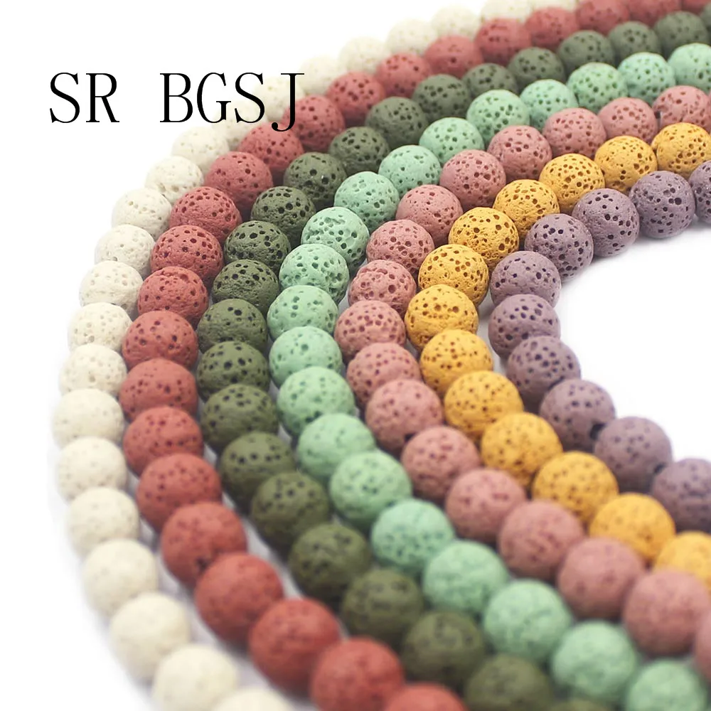 6 8 10 12 мм Круглые разные цвета лава камень драгоценные камни ювелирные изделия