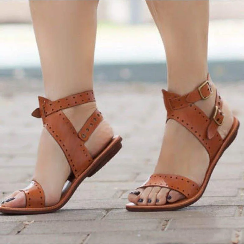 Сандалии гладиаторы женские из мягкой кожи повседневная Летняя обувь с римскими