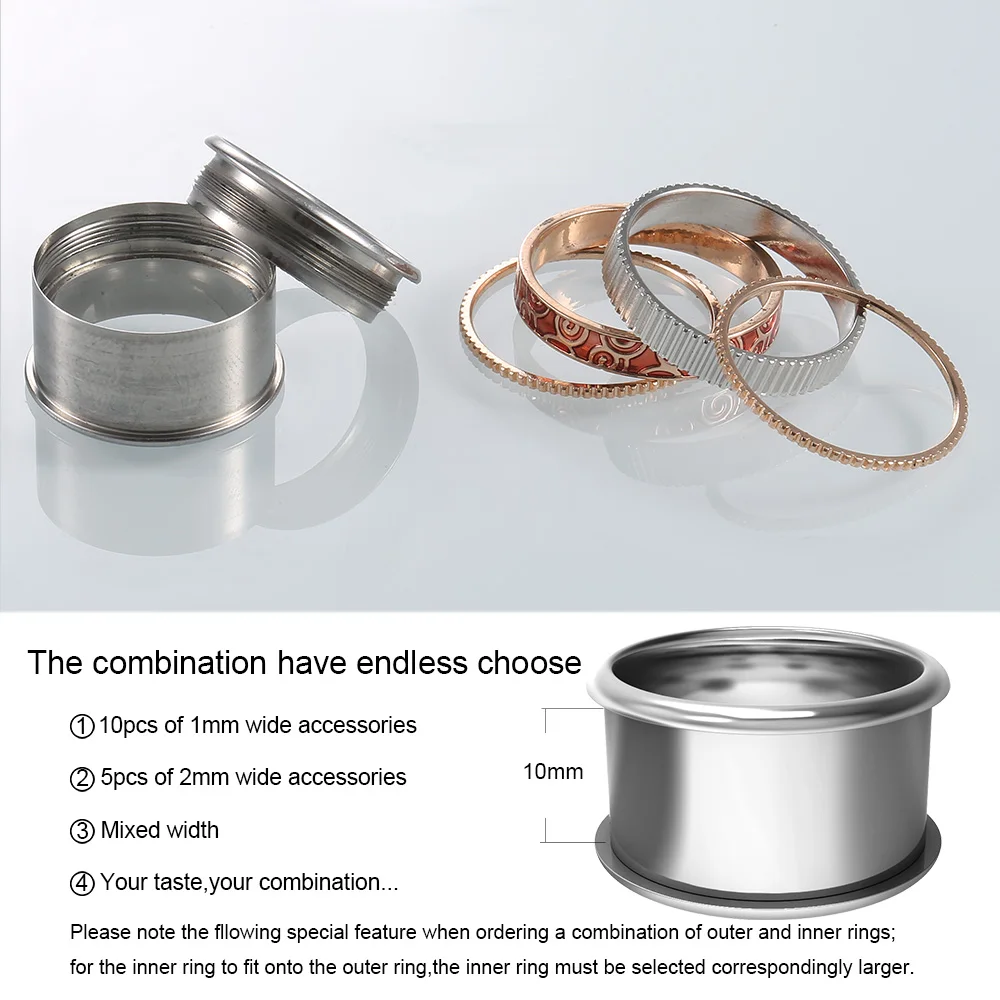 Floya BOHO Rings Rotatable Interchangeable Stainless Steel Gear Accessories For Women Layers Filled Ring Anilles | Украшения и