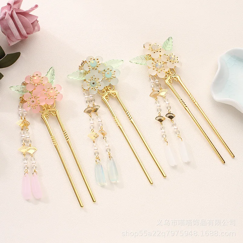 

1PCS Antique Hanfu Headdress Tassel Bride Hairpin Step Swing Hairpin Insert Comb Plate Hair Jewelry Hairpin Ancient Accessories