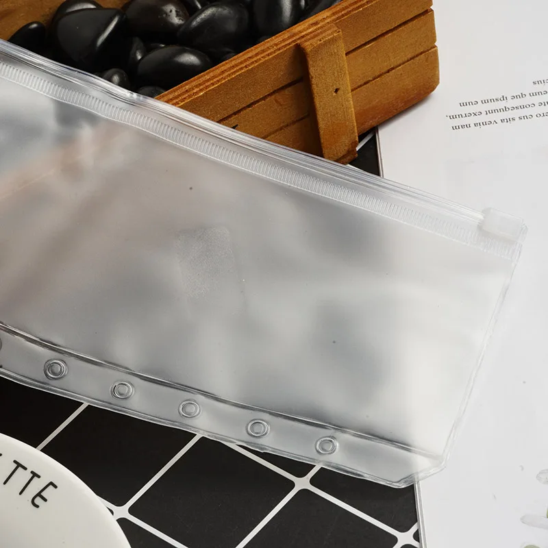 

Vividcraft Transparent PVC Clip File Zipper Bag 6 Holes Plastic A6 Cards A5 Case Collection Pocker A7 File Bag Pouches Hold R6P6