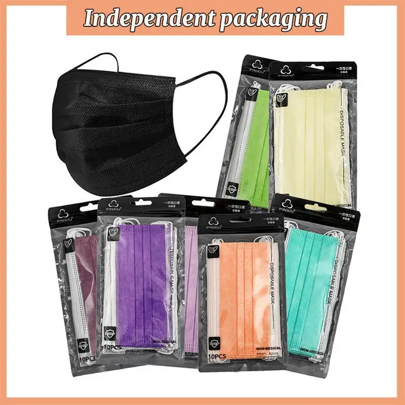 

10 шт индивидуально упакованная трехслойная одноразовая маска для взрослых семицветная Нетканая ткань плюс 99 мелтдутая Тканевая маска