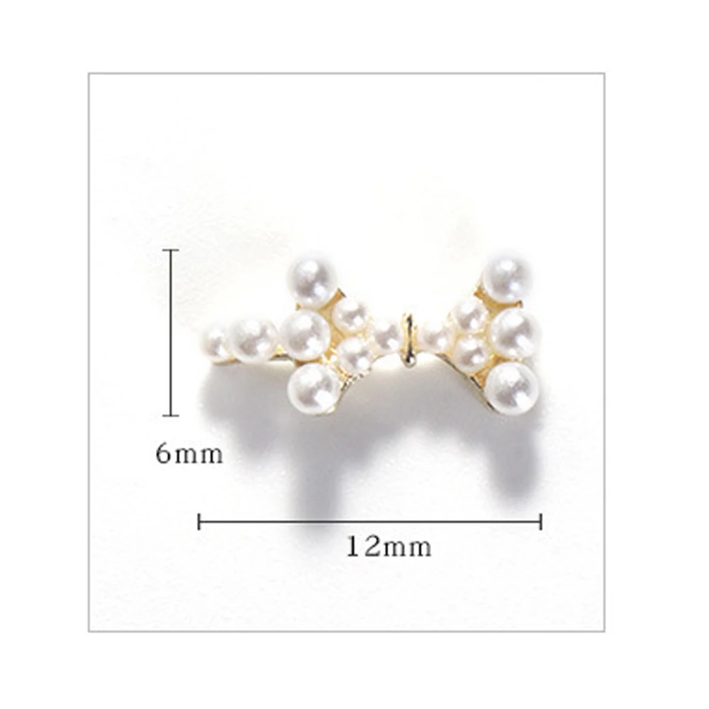 

10 Pcs/Set Bow Nail Rhinestone Nail Art Jewelry Pearl Crystal Alloy Super Flash Rhinestones Japanese Style Nails Decoration