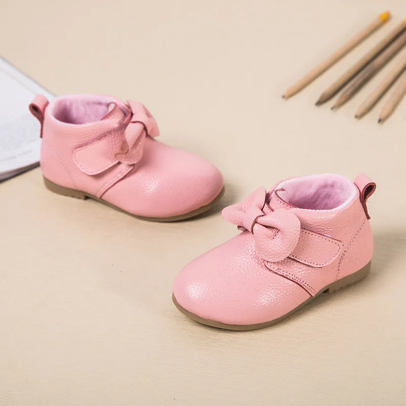 Новинка осени 2020 детские ботинки из натуральной кожи с бантом низким верхом и