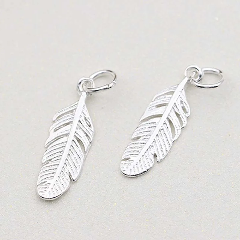 Настоящее чистое твердое 925 пробы Серебряный кулон для женщин перо Подвески