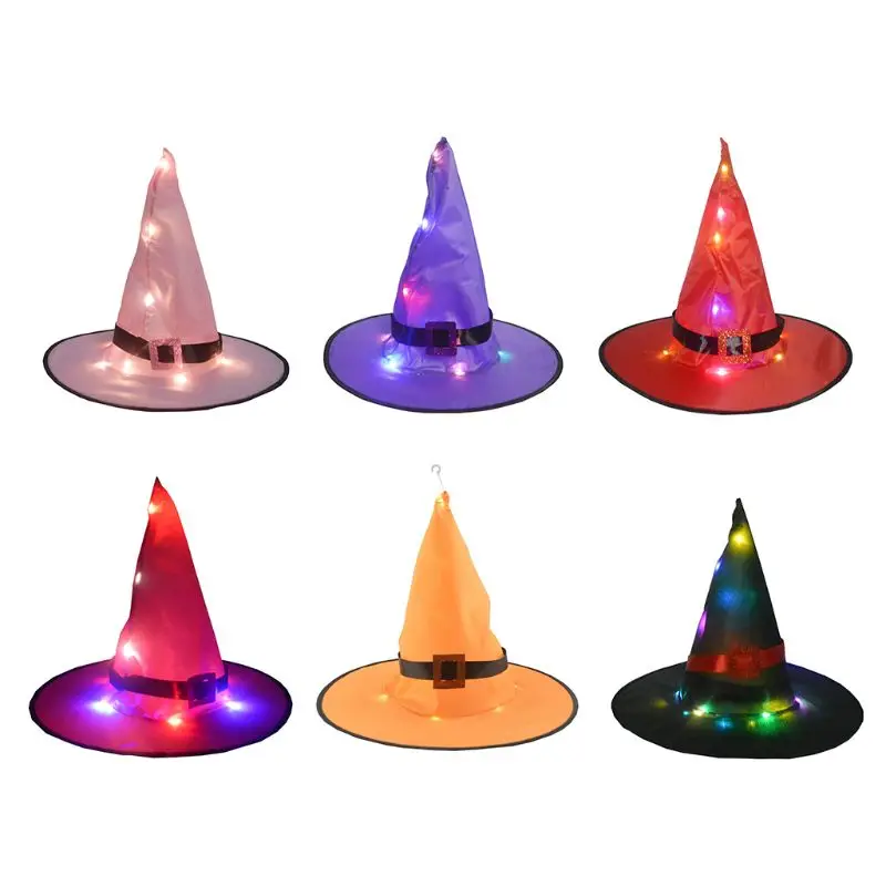 Украшения для Хэллоуина уличная шляпа ведьмы 6 шт. подвесные светящиеся