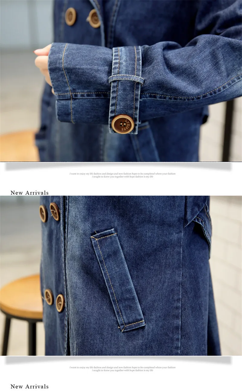 Модные женские джинсовые пальто 5xl длинные тренчкоты на весну и осень g67 2022 |