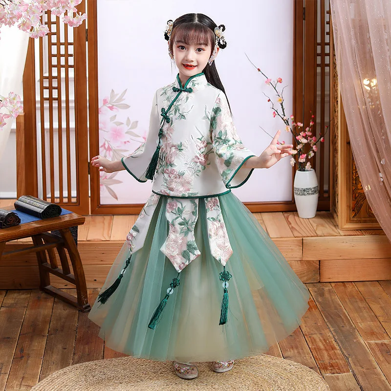 

Dress Ancient Chinese Hanfu Tradition Stage Dance Costume Girl Asian Clothes Kids Palace Chinese Wedding Oriantal Cheongsam