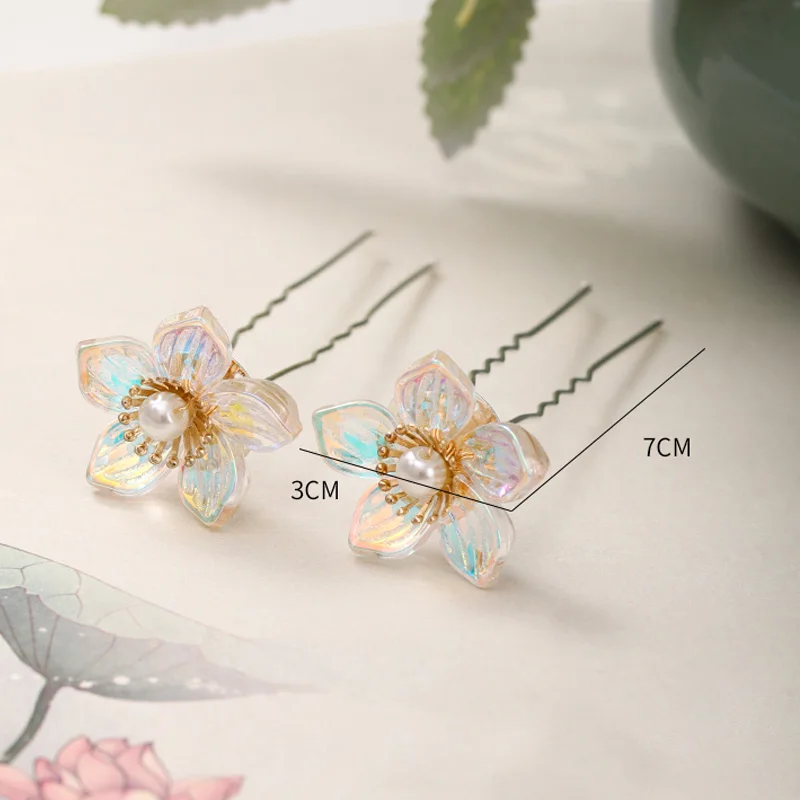 

Newly 2pcs Bride Jewelry Tiaras Glitter Flower Hairpin Decorated a Pearl Suitable Daily Wear Women Wedding Accessories