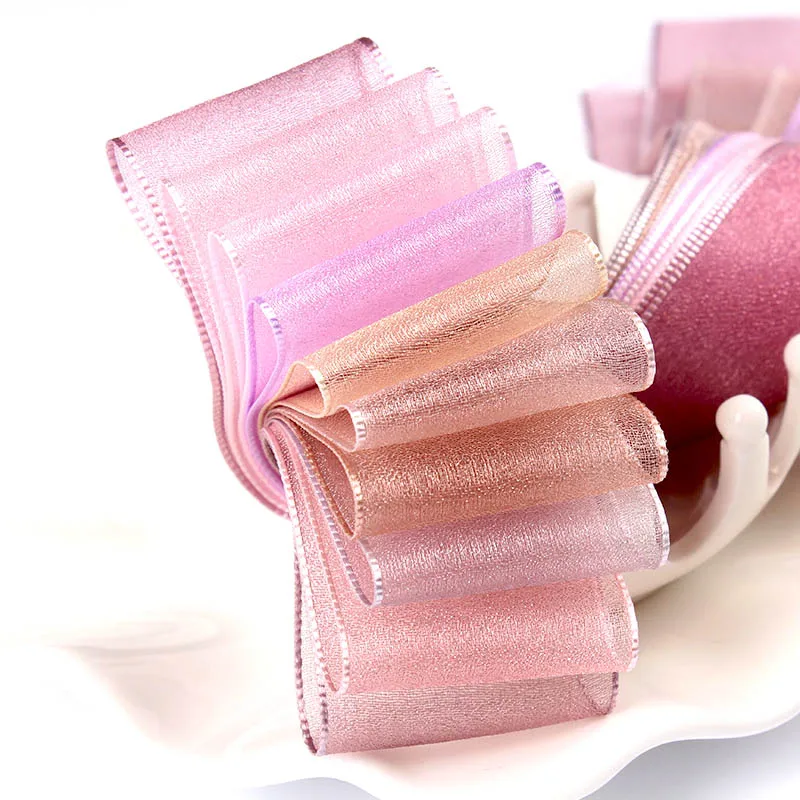 5 двор цветок чистой Прозрачный шифон ленты свадьбы праздника вечерние украшения