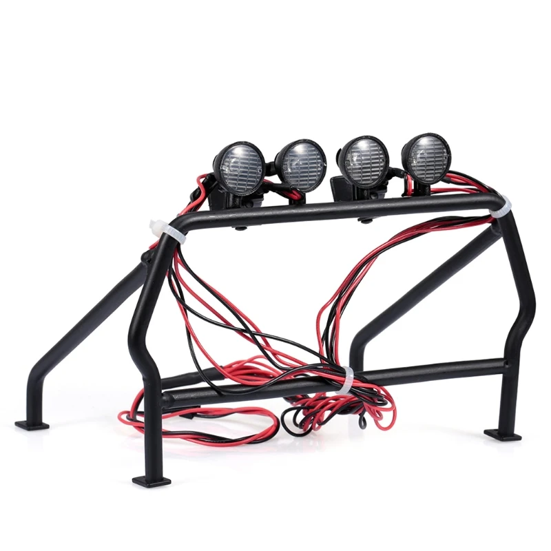 

Металлическая рулонная клетка ковш с 6 светодиодный ными лампами для 1/10 RC Rock Crawler, реалистичный N1HB