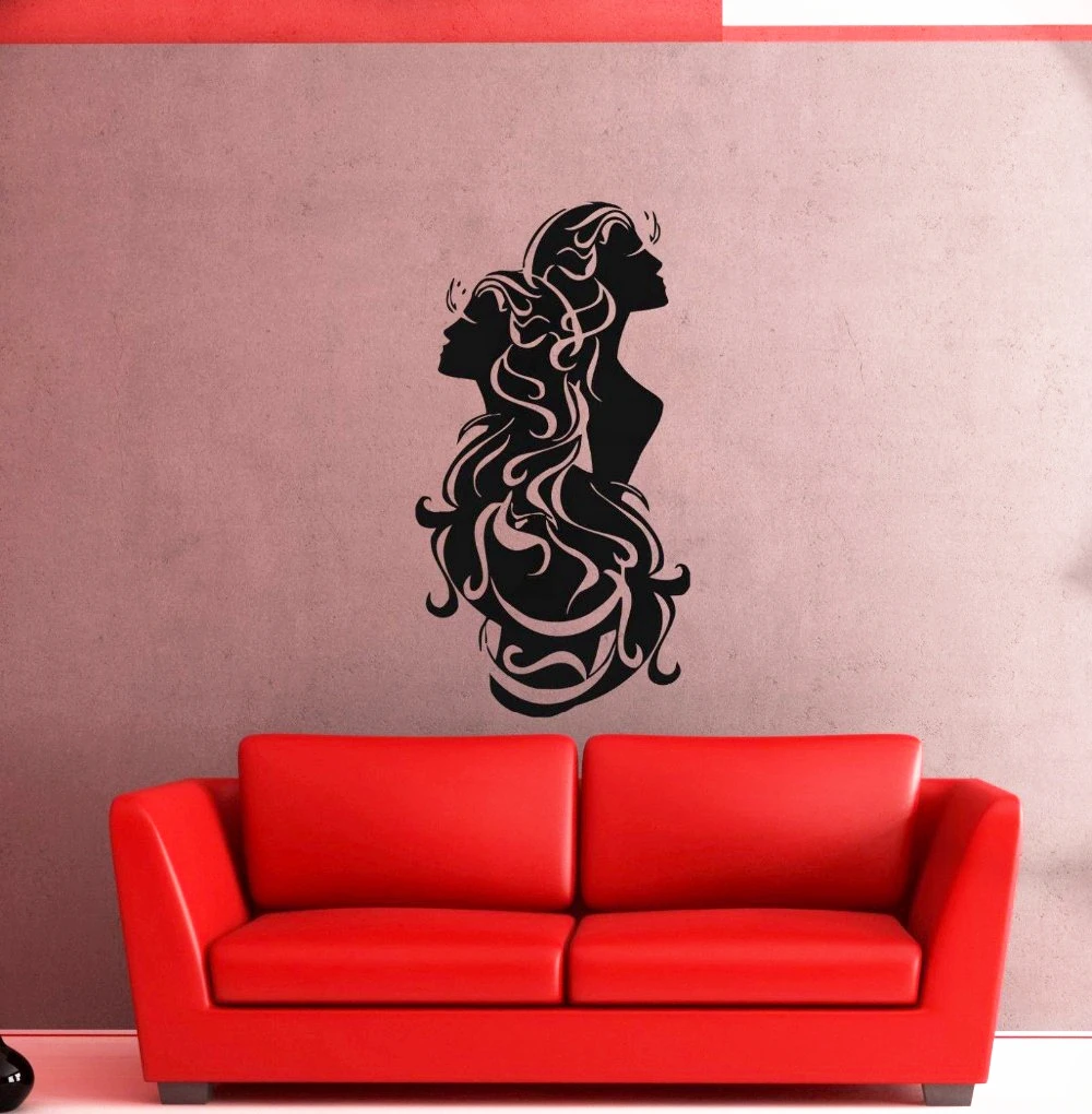 Настенные Стикеры виниловые наклейки красивый женский силуэт абстрактный