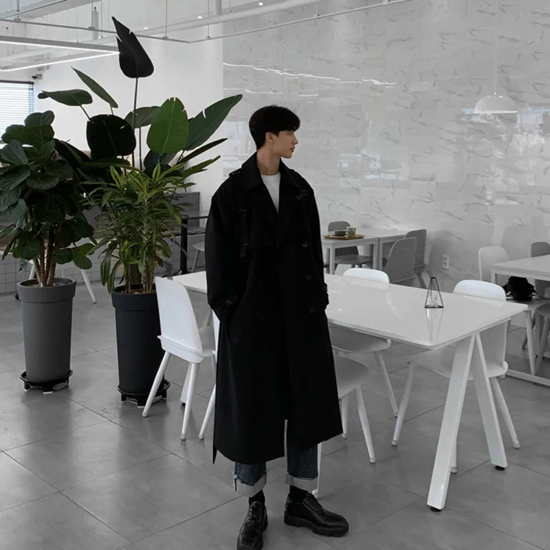 

Winter Thick Woolen Coat Men's Slim Fashion Warm Long Woolen Coat Men Streetwear Korean Oversize Woolen Coat Mens Overcoat M-2XL
