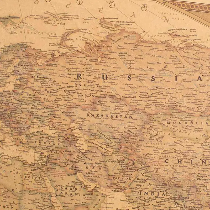 

Vintage World Map Home Decoration Antique Poster Wall Chart Retro Paper Matte Kraft Paper Map Of World Bar Cafe Decor