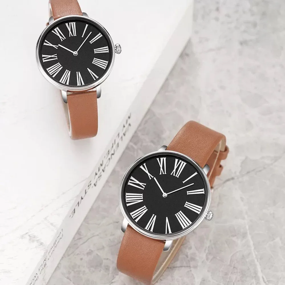 Fashion Men&Women Couple Quartz Watch Simple Leather Waterproof Wristwatches Clock With Bracelets Lady Gift Box Relogio Feminino