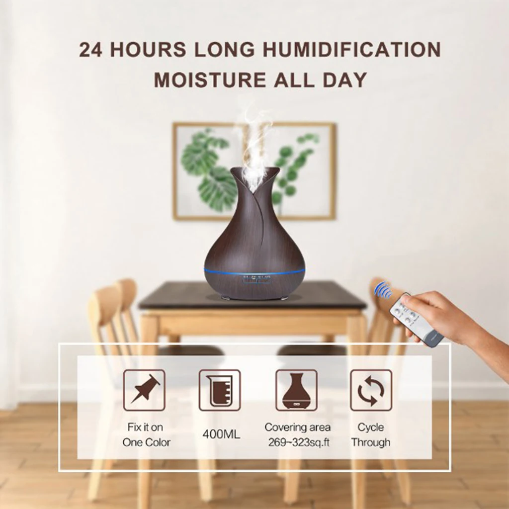 

Wood Grain 500ml Essential Oil Aroma Diffuser Air Mist Humidifier Purifier