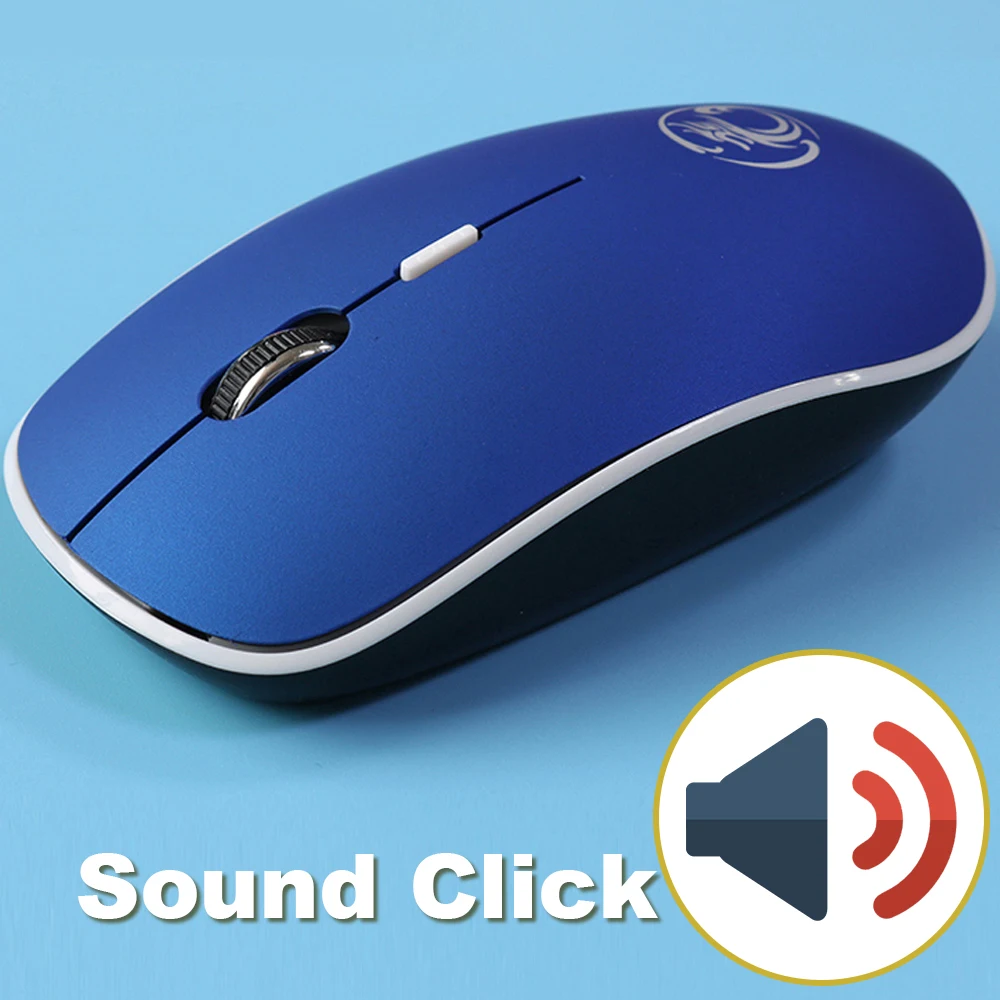 Sound Click Blue IMice, беспроводная мышь, бесшумная компьютерная мышь, 2,4 ГГц, 1600 dpi, эргономичная, Mause, бесшумная USB мышь для ПК, бесшумная беспроводная мышь для ноутбука - Цвет: Sound Click Blue