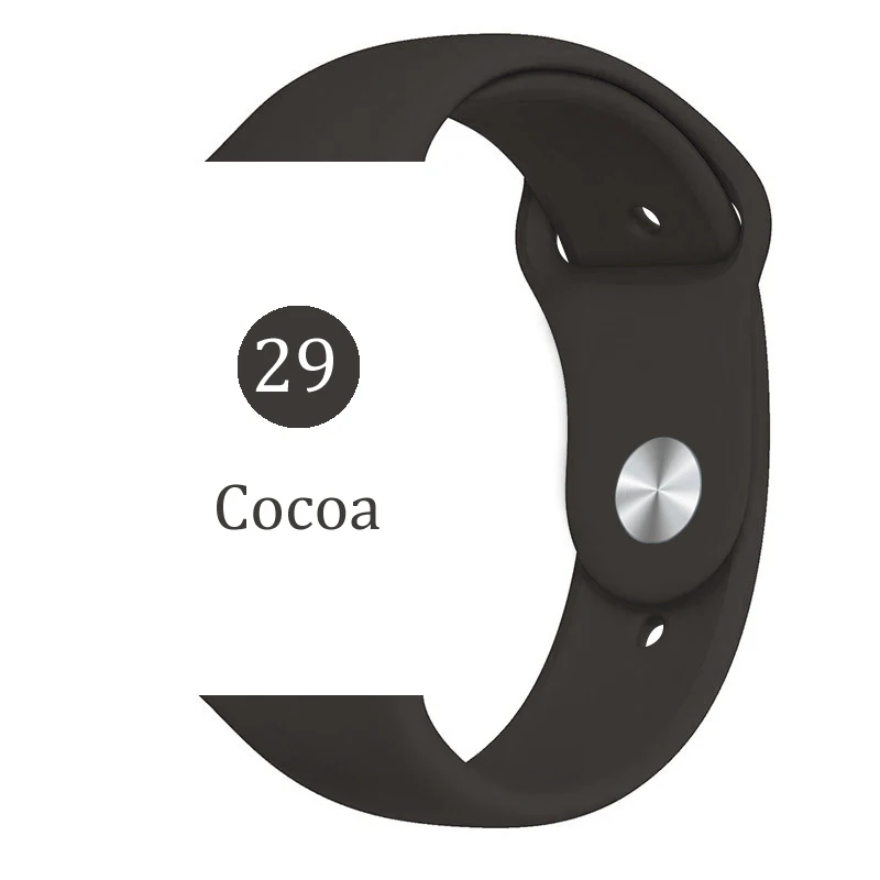 Мягкий силиконовый сменный спортивный ремешок для Apple Watch 5 4 3 2 1 38 мм 42 мм ремешок для часов Iwatch series 4 40 мм 44 мм - Цвет ремешка: 29 Cocoa