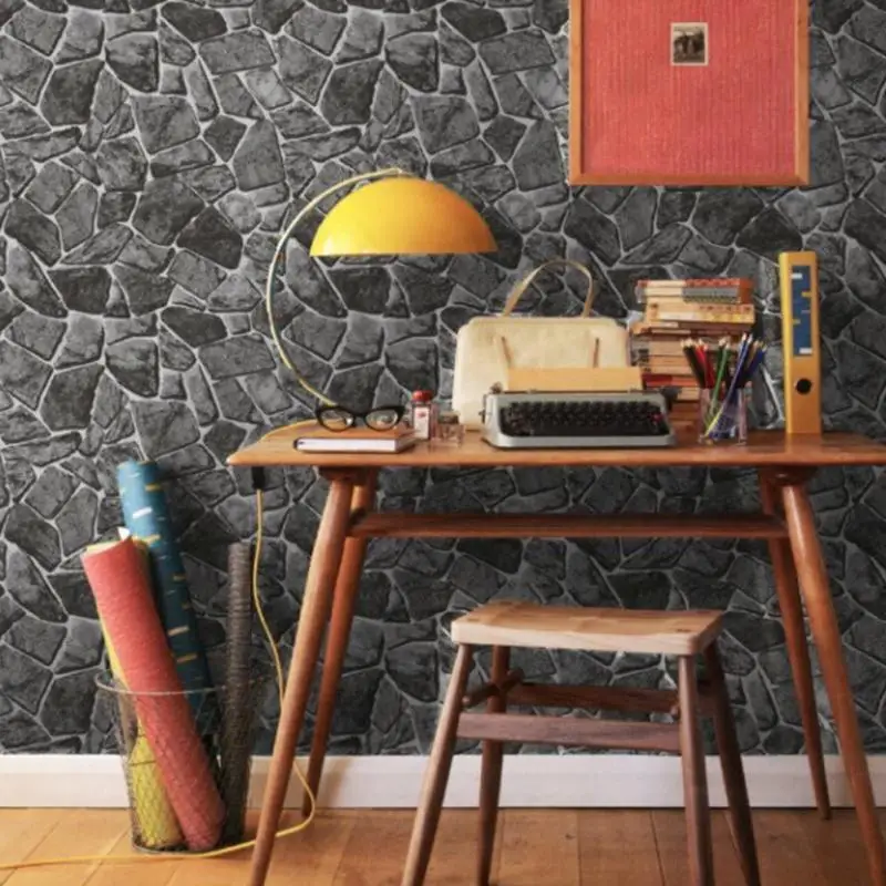 Винтажные обои из искусственного мрамора в рулонах серый 3D кирпич реалистичные